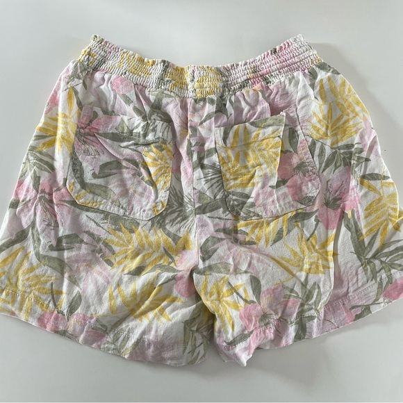 Briggs Linen Boho Bohemian Tassel Shorts Floral Tropical Pink Yellow Small - Picture 3 of 9
